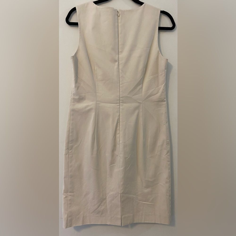 Randy Kemper, Khaki w/ Black Lace Trim, Sleeveless Midi Dress, Size 8 - Picture 8 of 9